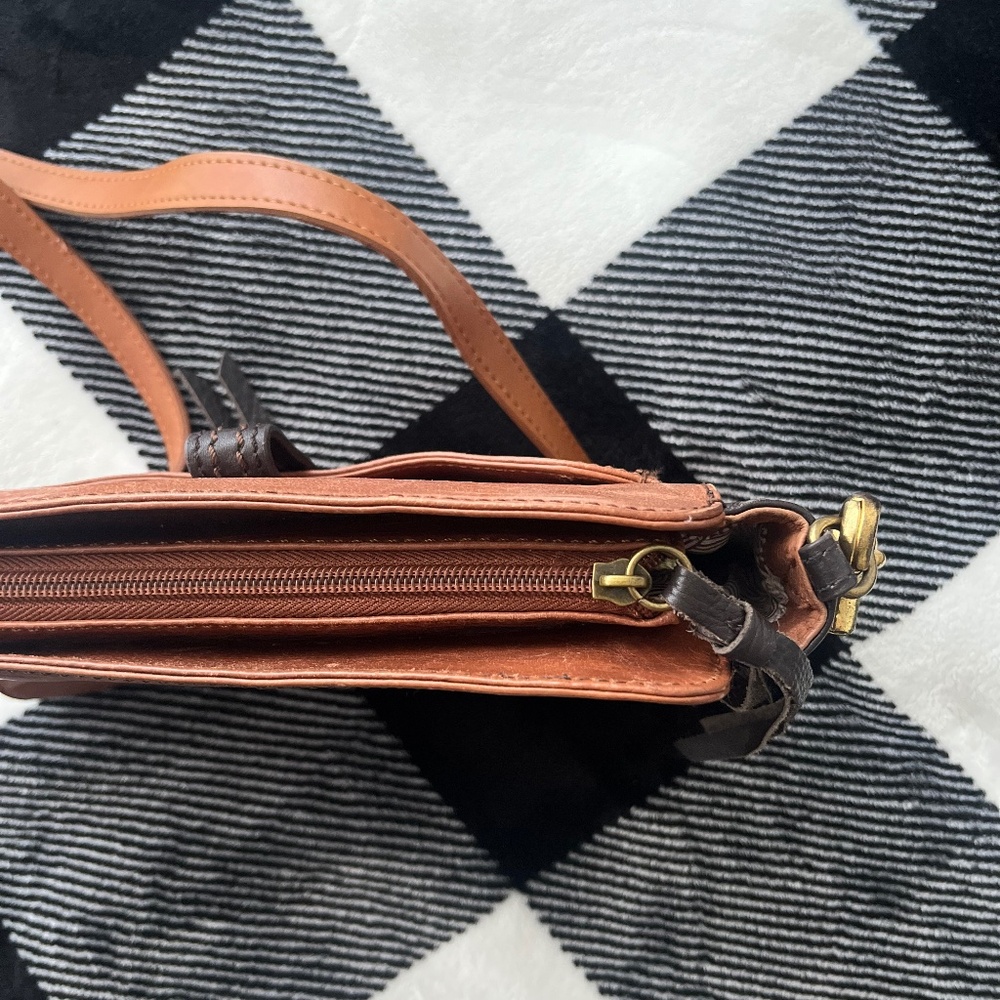 The Sak Leather Crossbody Satchel Bag Purse Brown - Picture 3 of 6
